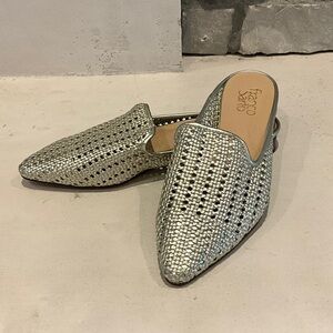 Franco Sarto Sorella Gold Metallic Woven Mules size 8.5 NWOT